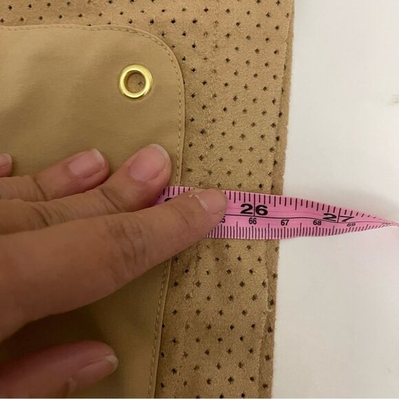 Zenergy by Chico’s Faux Suede Vest Perforated‎ Full Zip Camel Brown sz 2 (large) - Picture 10 of 11